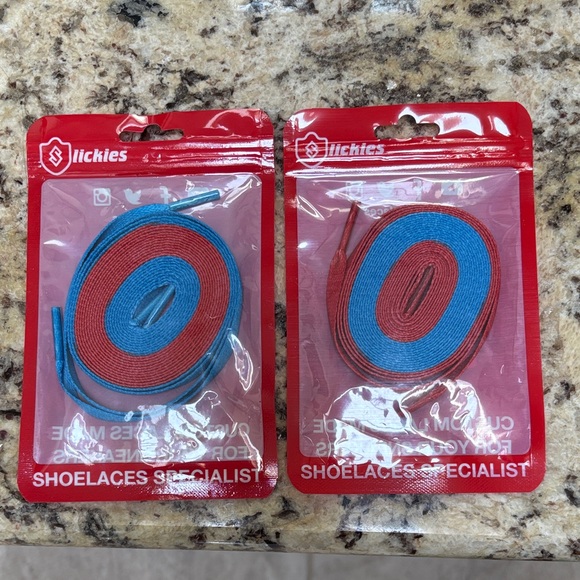Dickies Other - Slickies Custom Shoelaces, NWT, Never Opened, Set of 2, Blue/Red